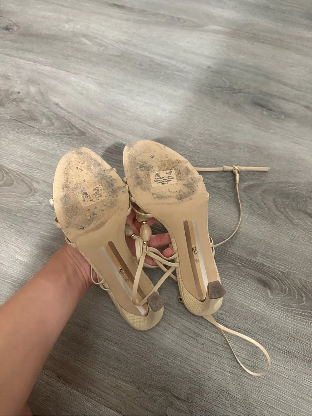 Sam Edelman Nude Beaded Strappy Heel Sandals